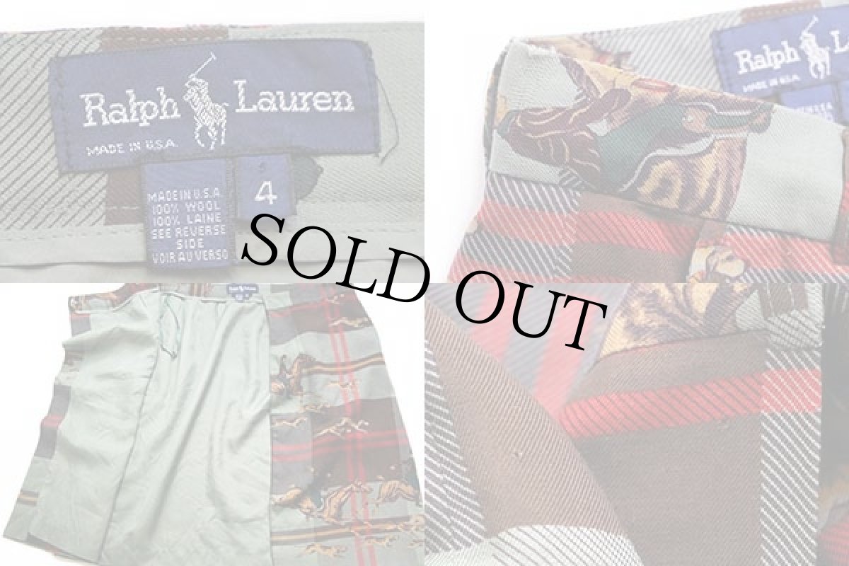 画像3: 80s USA製 ラルフローレン 乗馬柄 ウール 巻きスカート 4 (3)