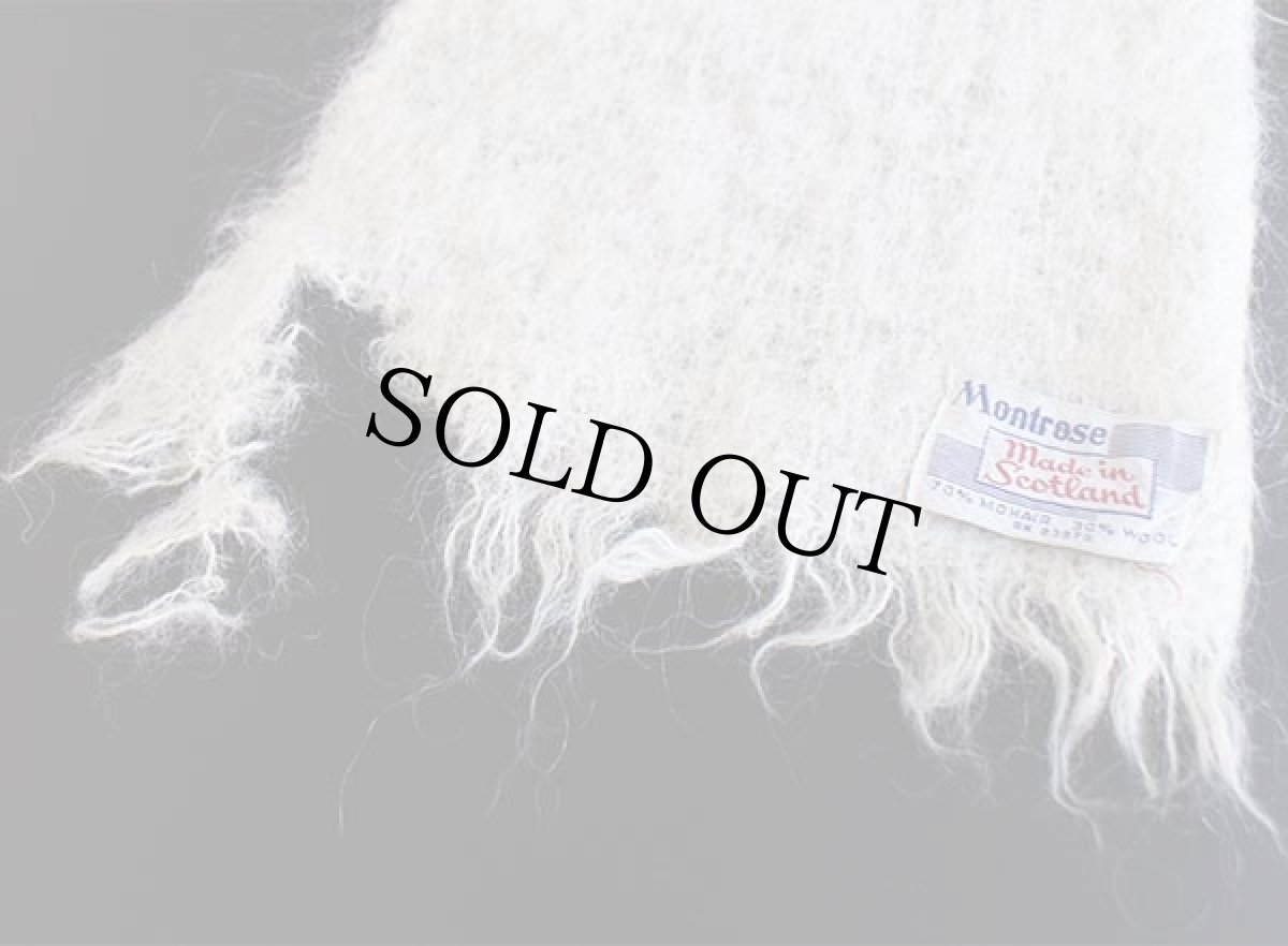 画像4: ビンテージ スコットランド製 Montrose 無地 モヘヤ パイル マフラー ナチュラル (4)