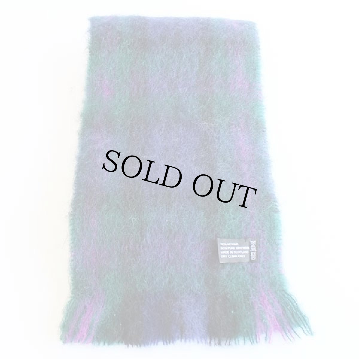 画像2: スコットランド製 UNKNOWN タータンチェック モヘヤ パイル マフラー★B (2)