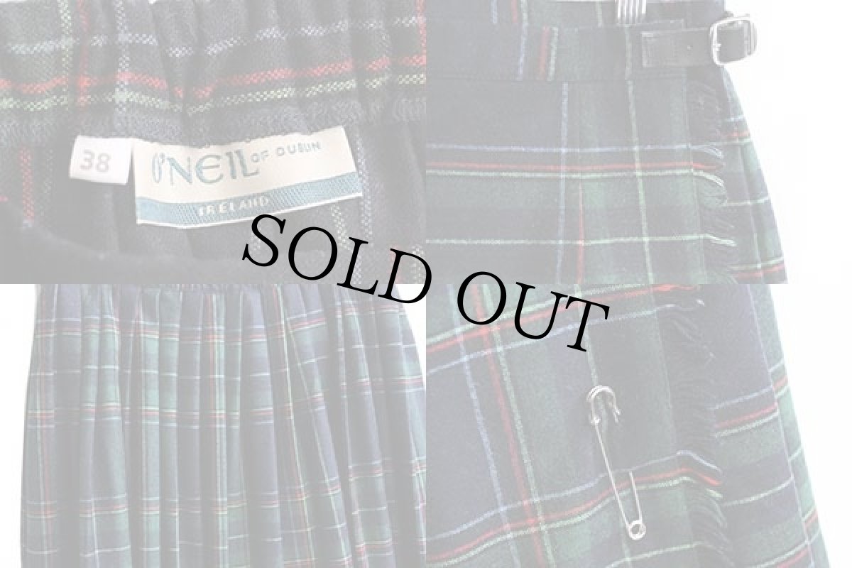 画像3: アイルランド製 O'NEIL OF DUBLIN タータンチェック ウール キルトスカート 38 (3)