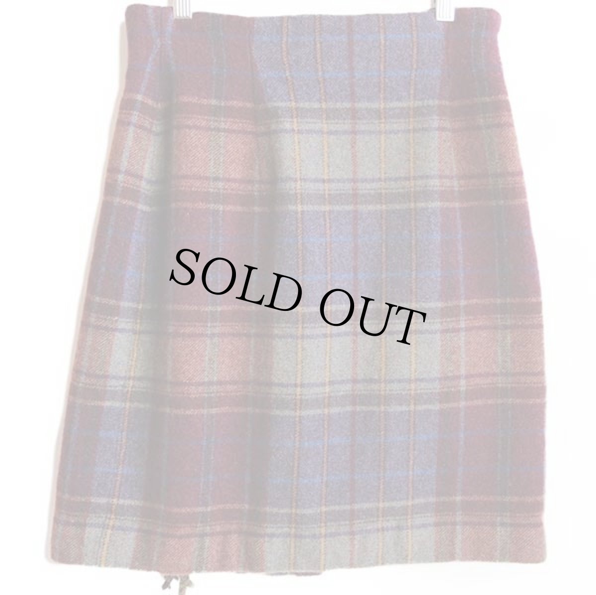 画像2: LAUREN ラルフローレン タータンチェック ブランケット ラムウール 巻きスカート 8 (2)