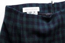 画像3: 90s USA製 JONES NEW YORK ブロックチェック ウールスカート 緑×紺 10 (3)