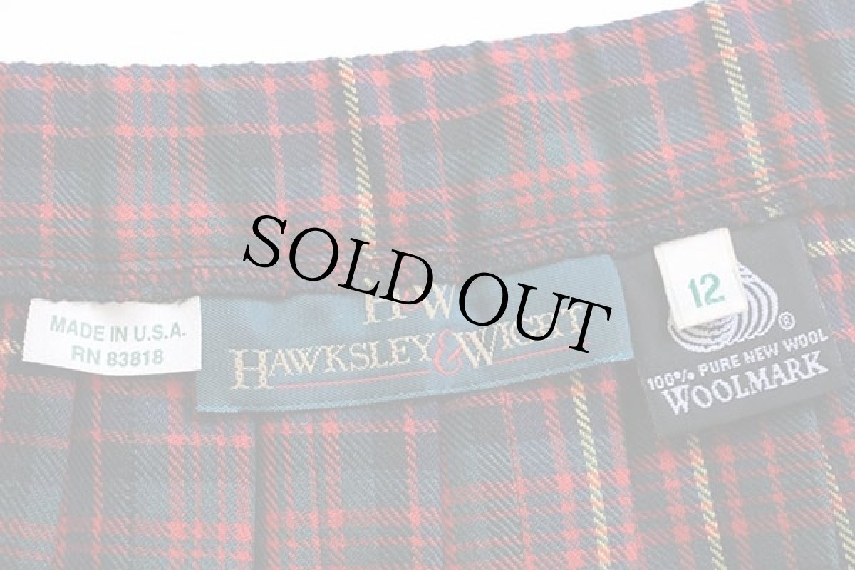 画像3: 80s USA製 HAWKSLEY & WIGHT タータンチェック マキシ丈 ウール プリーツスカート 12 (3)