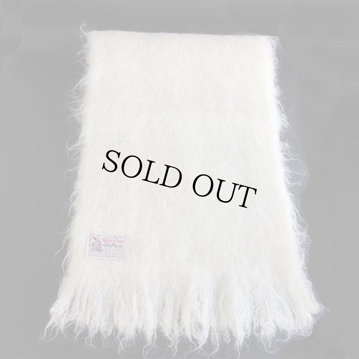 画像2: 60s スコットランド製 GLEN CREE 無地 モヘヤ パイル マフラー ナチュラル (2)