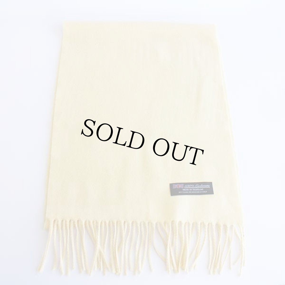 画像2: スコットランド製 無地 カシミヤ マフラー 薄黄 (2)