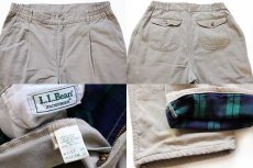 画像4: 90s USA製 L.L.Bean タータンチェック ネルライナー コットンパンツ ベージュ w34 (4)