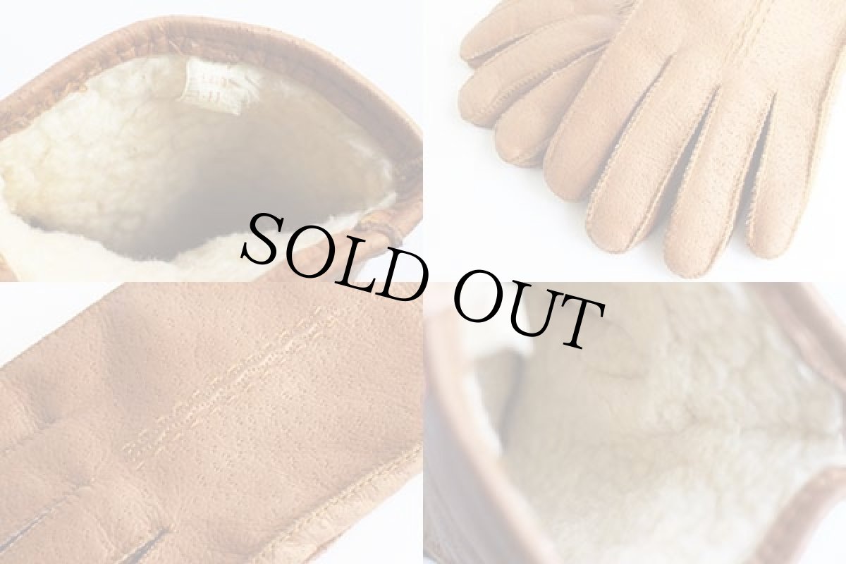 画像4: ビンテージ UNKNOWN ボアライナー ディアスキン レザーグローブ 茶★手袋 (4)