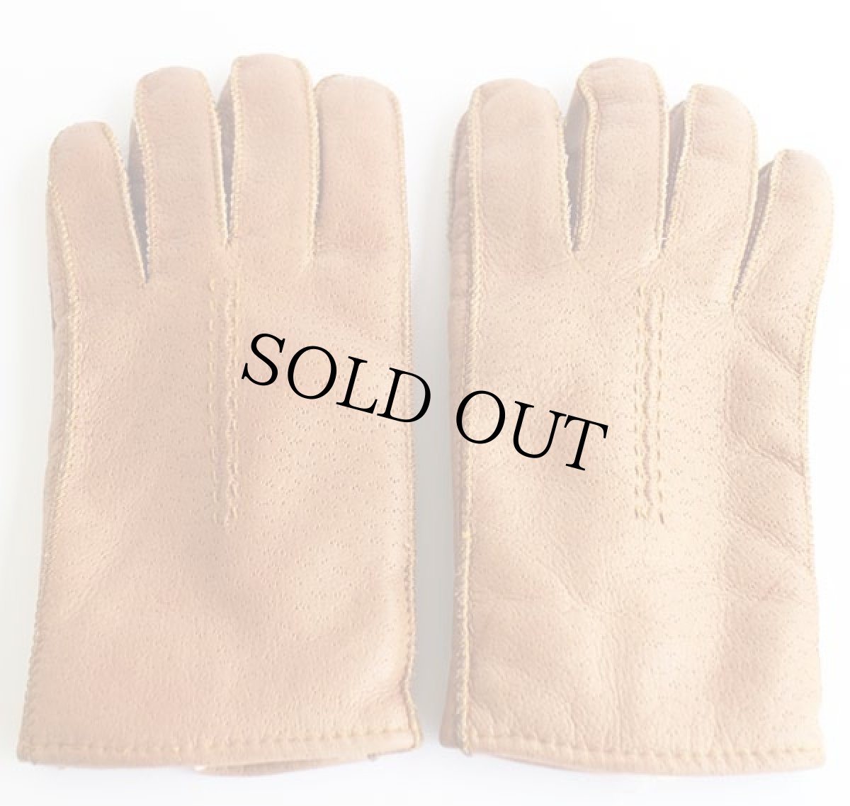 画像2: ビンテージ UNKNOWN ボアライナー ディアスキン レザーグローブ 茶★手袋 (2)