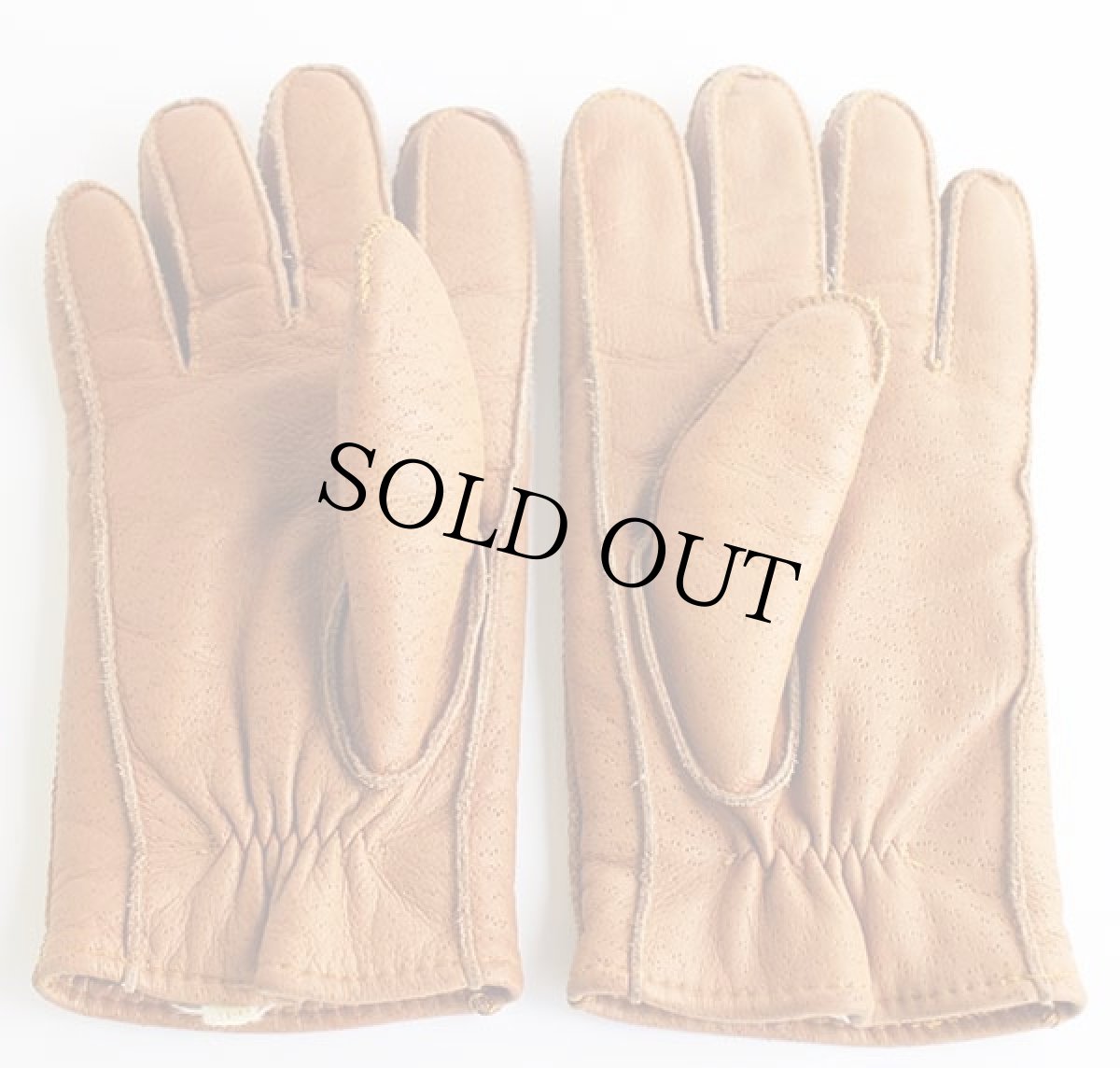 画像3: ビンテージ UNKNOWN ボアライナー ディアスキン レザーグローブ 茶★手袋 (3)