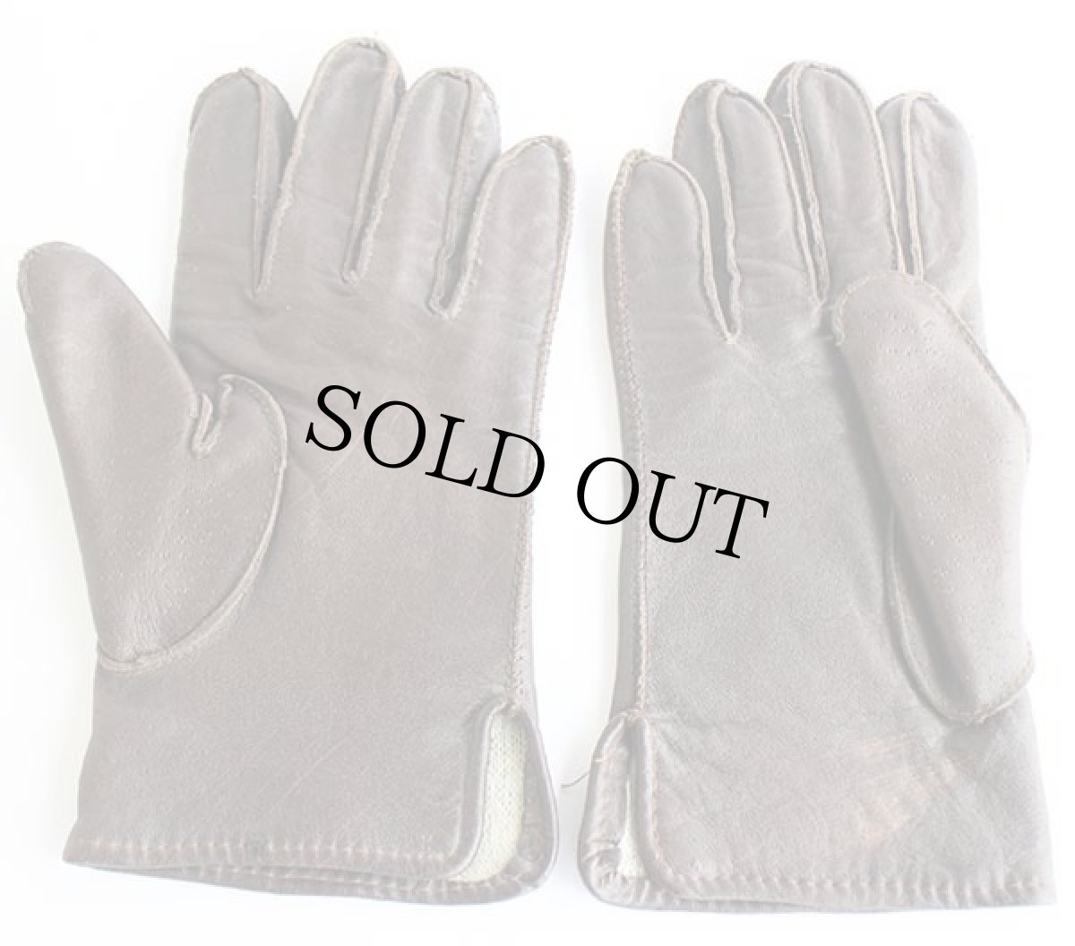 画像3: ビンテージ UNKNOWN ウールライナー レザーグローブ 焦げ茶 M★手袋 (3)