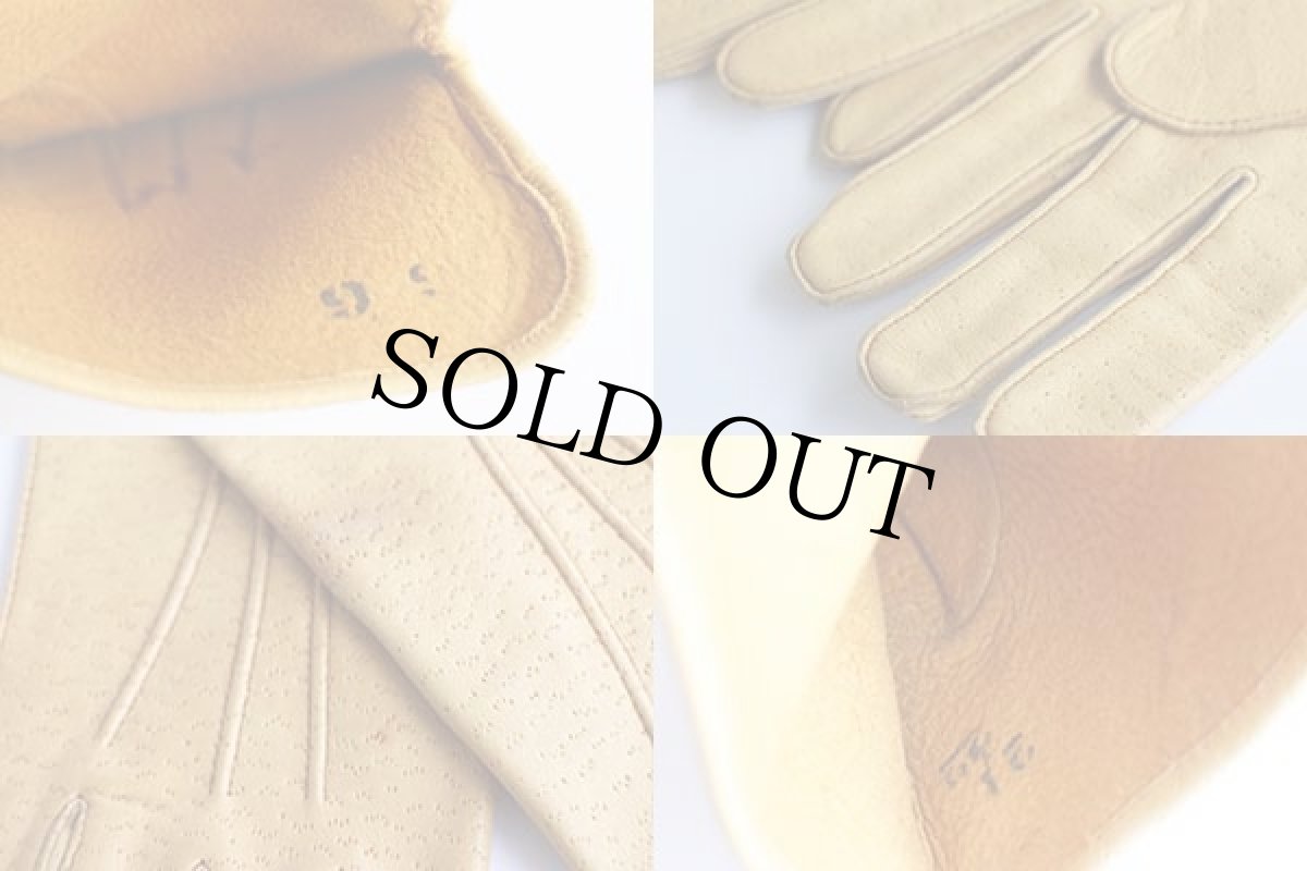 画像4: ビンテージ UNKNOWN ディアスキン レザーグローブ イエロー★手袋 (4)