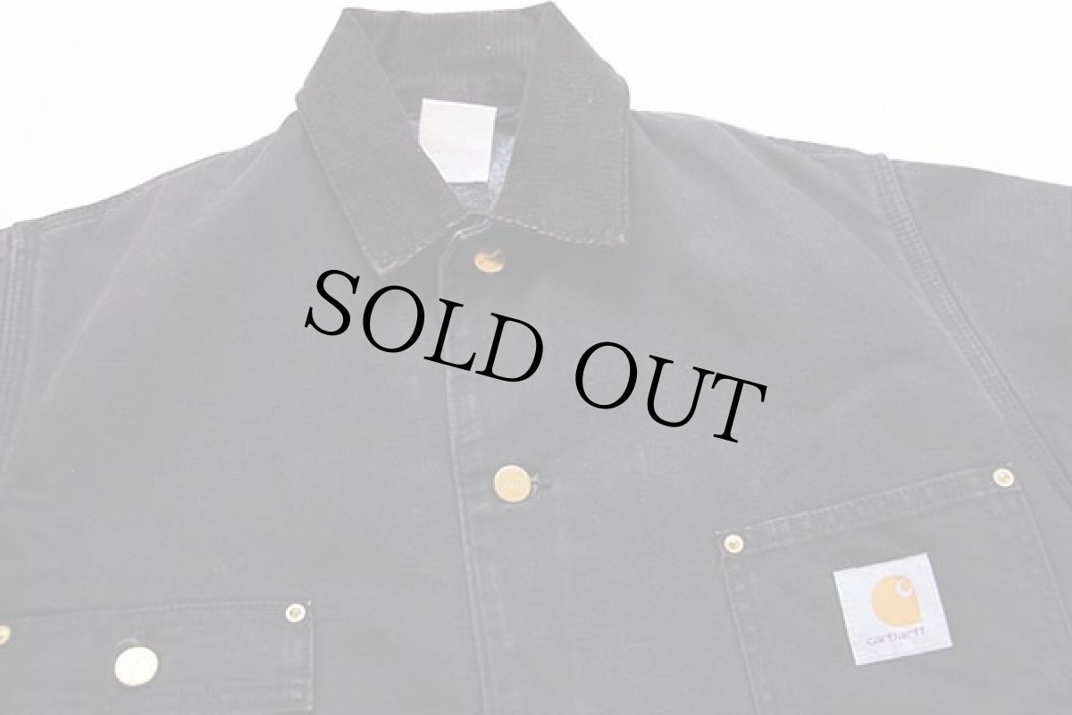 画像3: 80s USA製 carharttカーハート ブランケットライナー ダック地 チョアコート カバーオール 黒 (3)