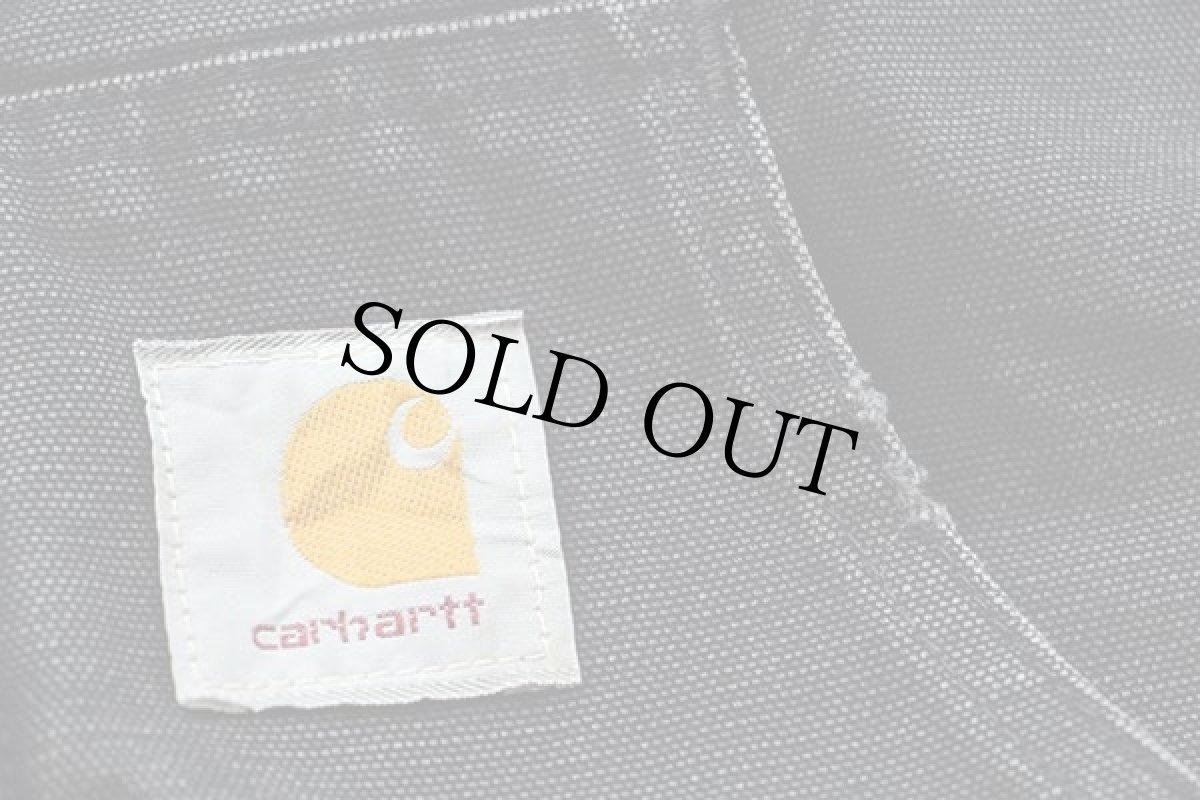 画像6: 80s USA製 carharttカーハート キルティングライナー ダック地 アクティブジャケット パーカー 黒 M (6)