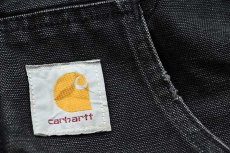 画像6: 80s USA製 carharttカーハート キルティングライナー ダック地 アクティブジャケット パーカー 黒 M (6)
