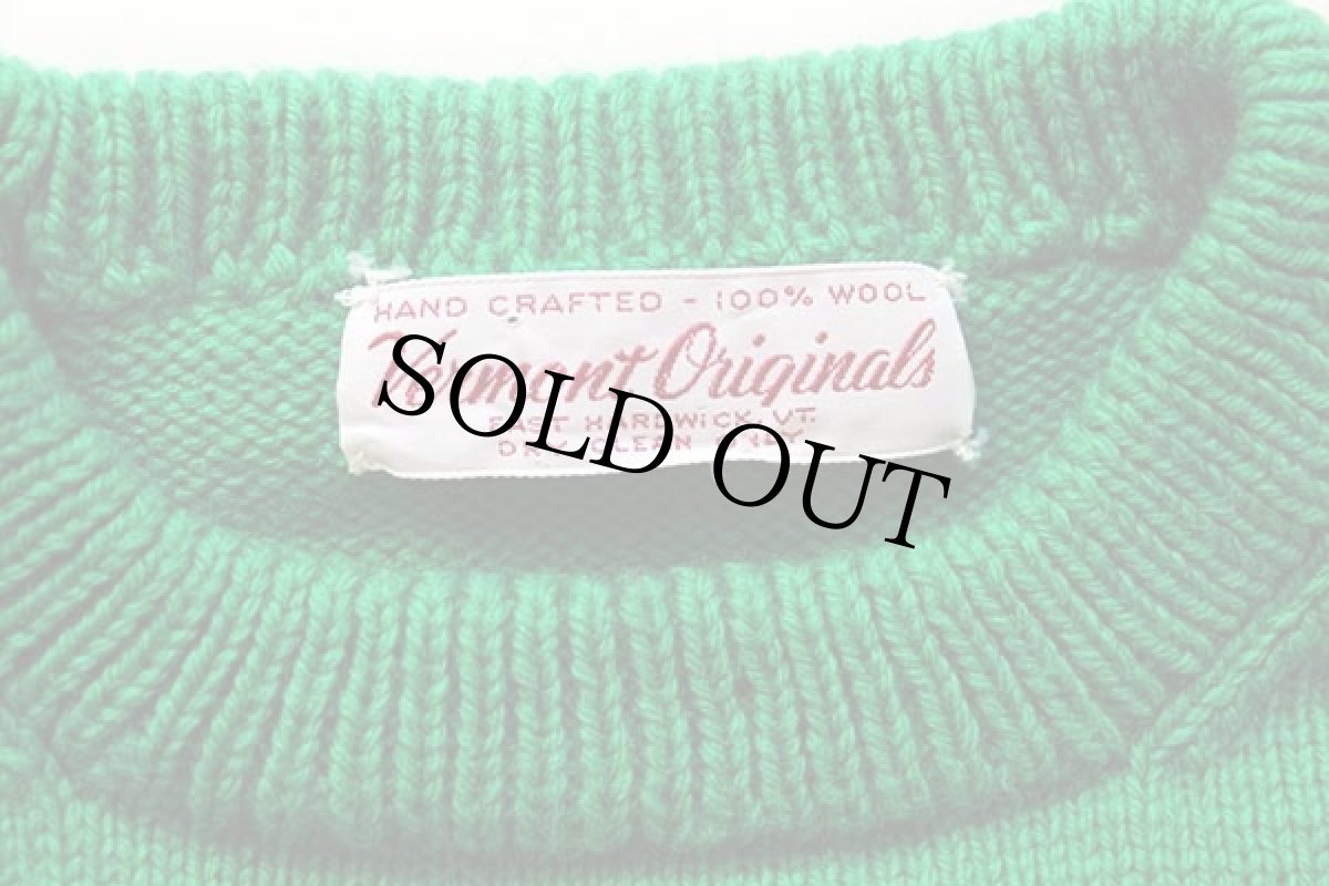 画像4: 70s Vermont Originals クジラ柄 ウール ハンドニット セーター 緑 (4)