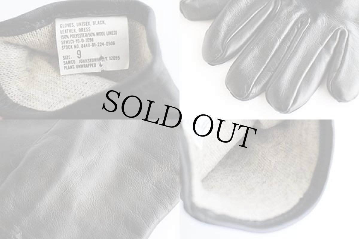 画像4: 10 米軍 ウールライナー レザーグローブ 黒 9★03 (4)