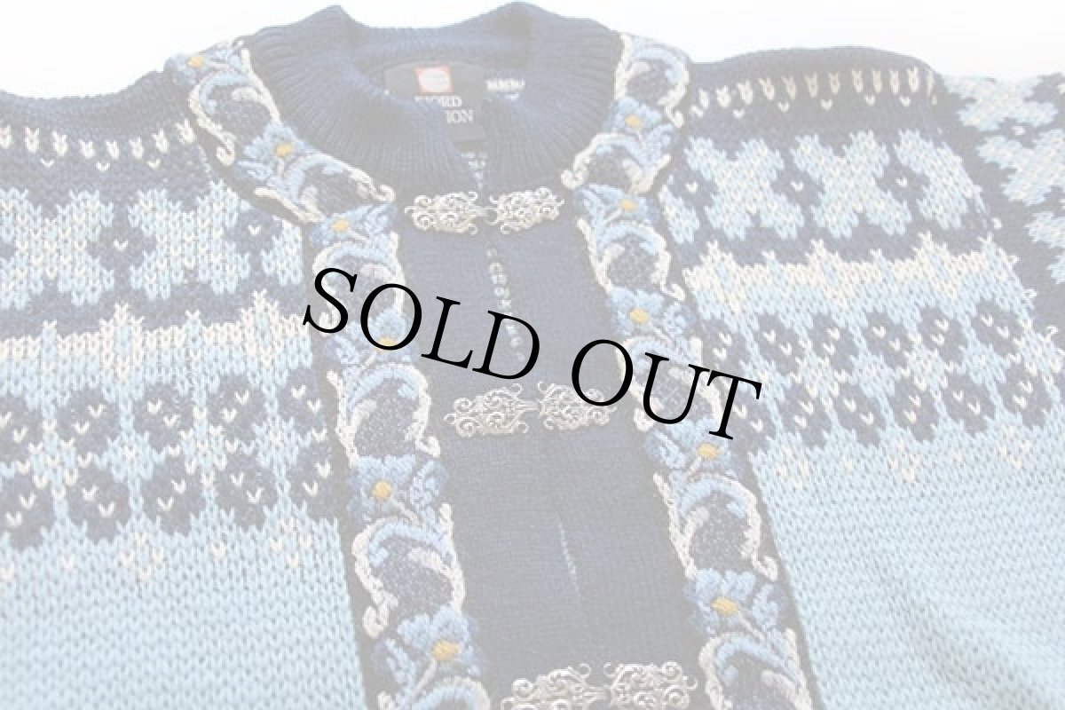 画像3: ノルウェー製 FJORD FASHION ノルディック柄 チロリアンテープ ウールニット カーディガン 44 (3)