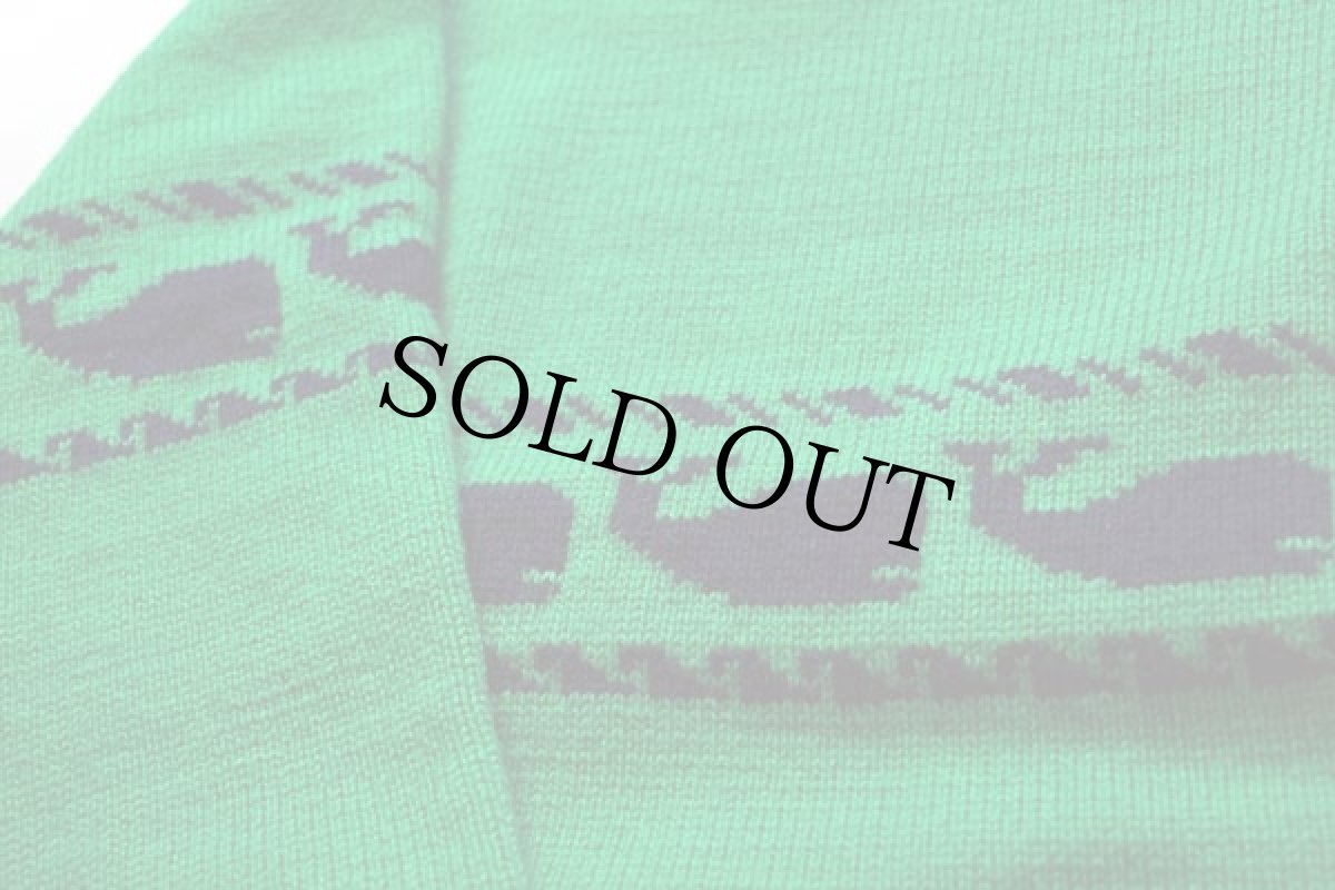 画像5: 70s Vermont Originals クジラ柄 ウール ハンドニット セーター 緑 (5)