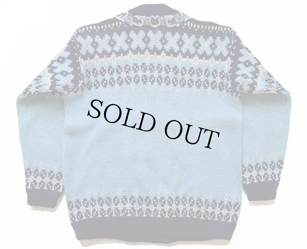 画像2: ノルウェー製 FJORD FASHION ノルディック柄 チロリアンテープ ウールニット カーディガン 44 (2)