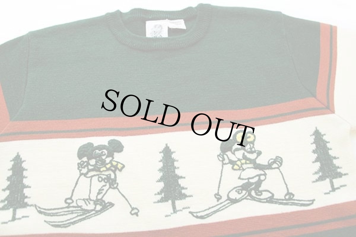 画像3: 70s KENNINGTONケニントン ミッキー&ミニー マウス スキー 刺繍 アクリルニット セーター (3)