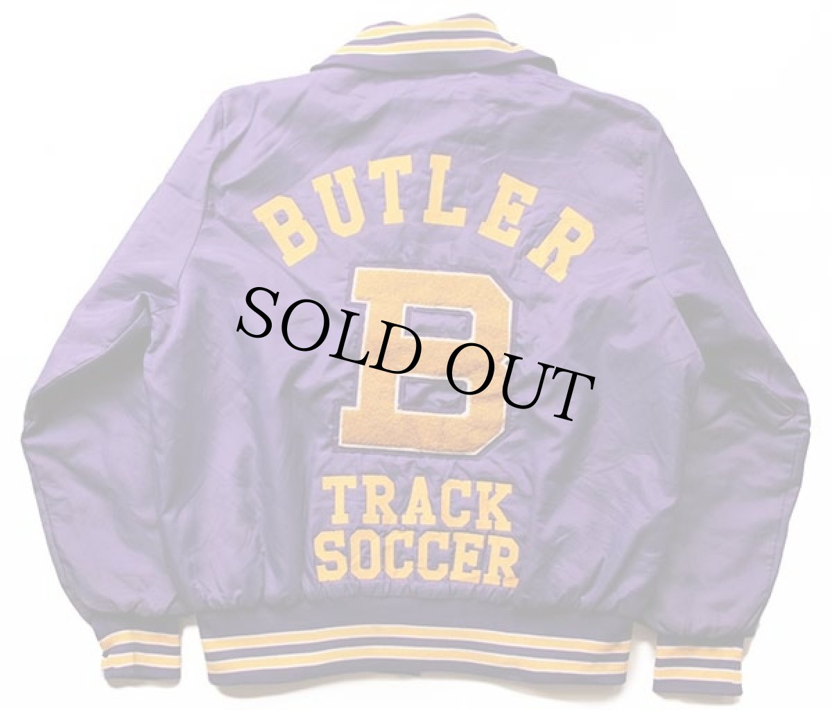 画像2: 90s USA製 gem SPORTSWEAR 刺繍&パッチ付き キルティングライナー ナイロンスタジャン 紫 L (2)