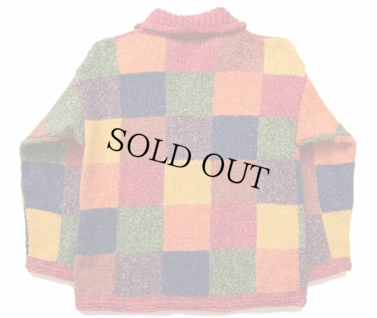 画像2: エクアドル製 SISANDINA クレイジー パネル切り替え ウール ハンドニット ジップ カーディガン (2)