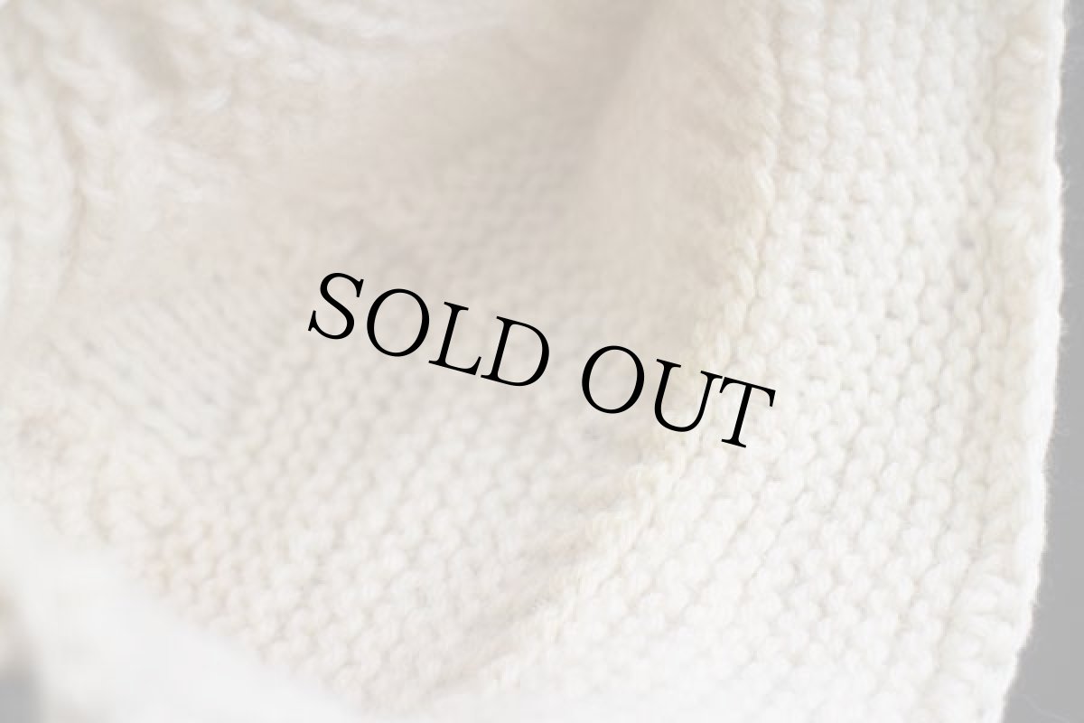 画像7: ビンテージ Tara ハンドメイド ケーブル編み ウールニット キャスケット ナチュラル★フィッシャーマン (7)