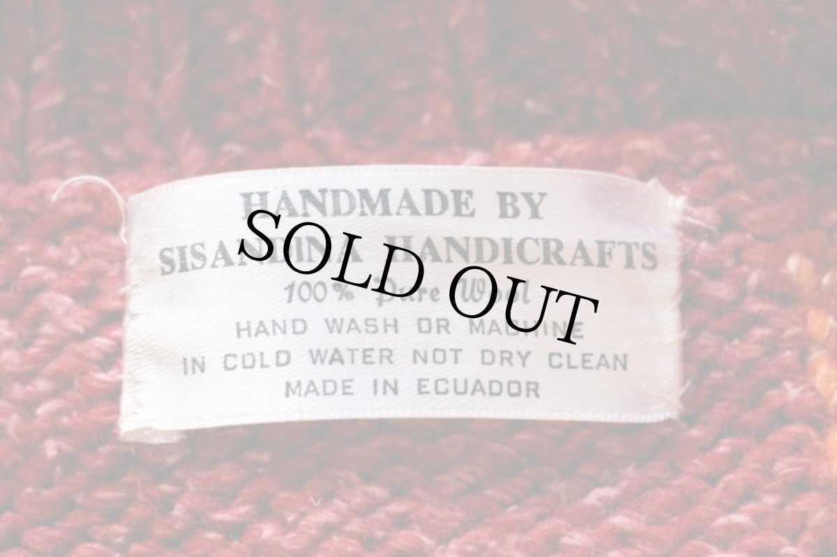 画像4: エクアドル製 SISANDINA クレイジー パネル切り替え ウール ハンドニット ジップ カーディガン (4)