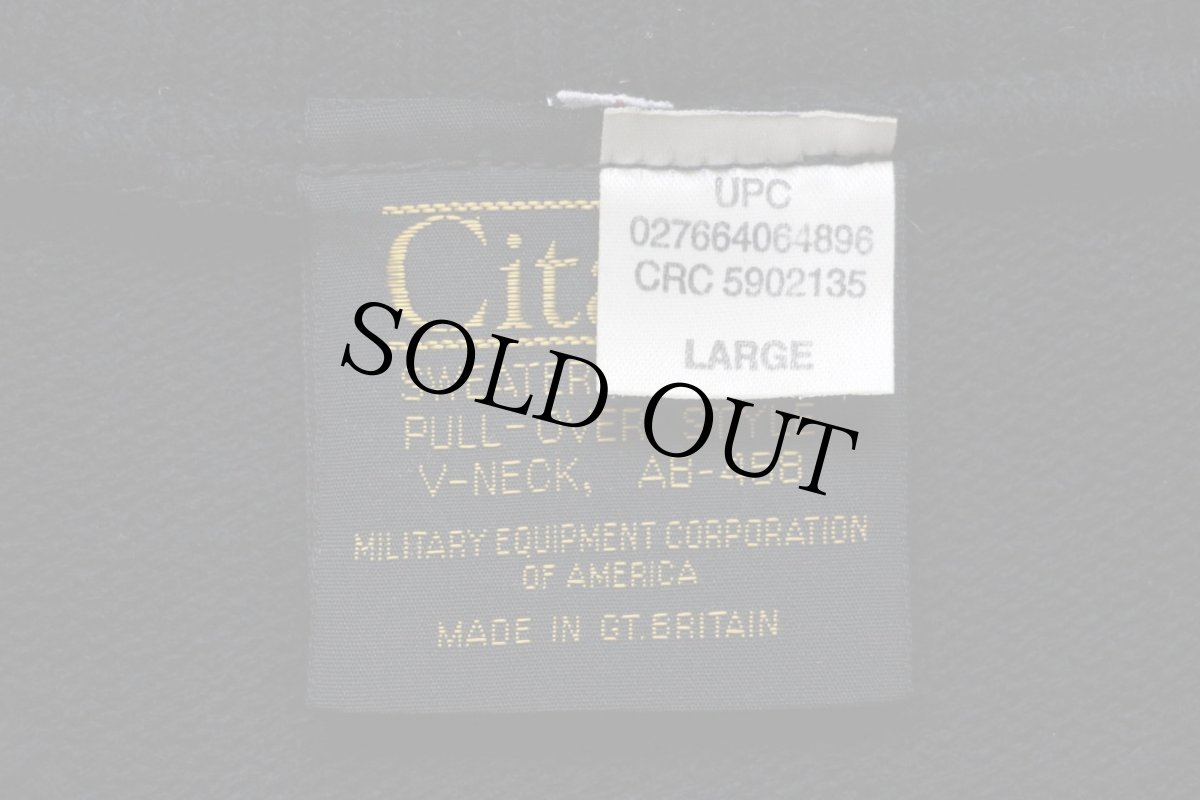 画像4: 英国製 Citadel Vネック アクリルニット コマンドセーター 黒 L (4)