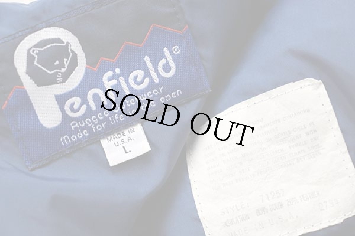 画像4: 90s USA製 Penfieldペンフィールド ナイロン ダウンベスト 紺 L (4)