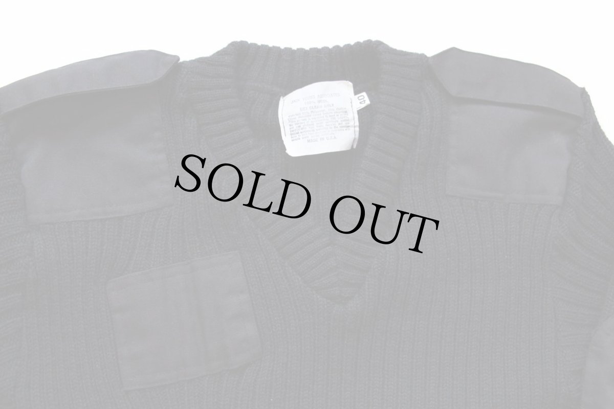 画像3: USA製 JACK YOUNG Vネック ウールニット コマンドセーター 黒 40 (3)