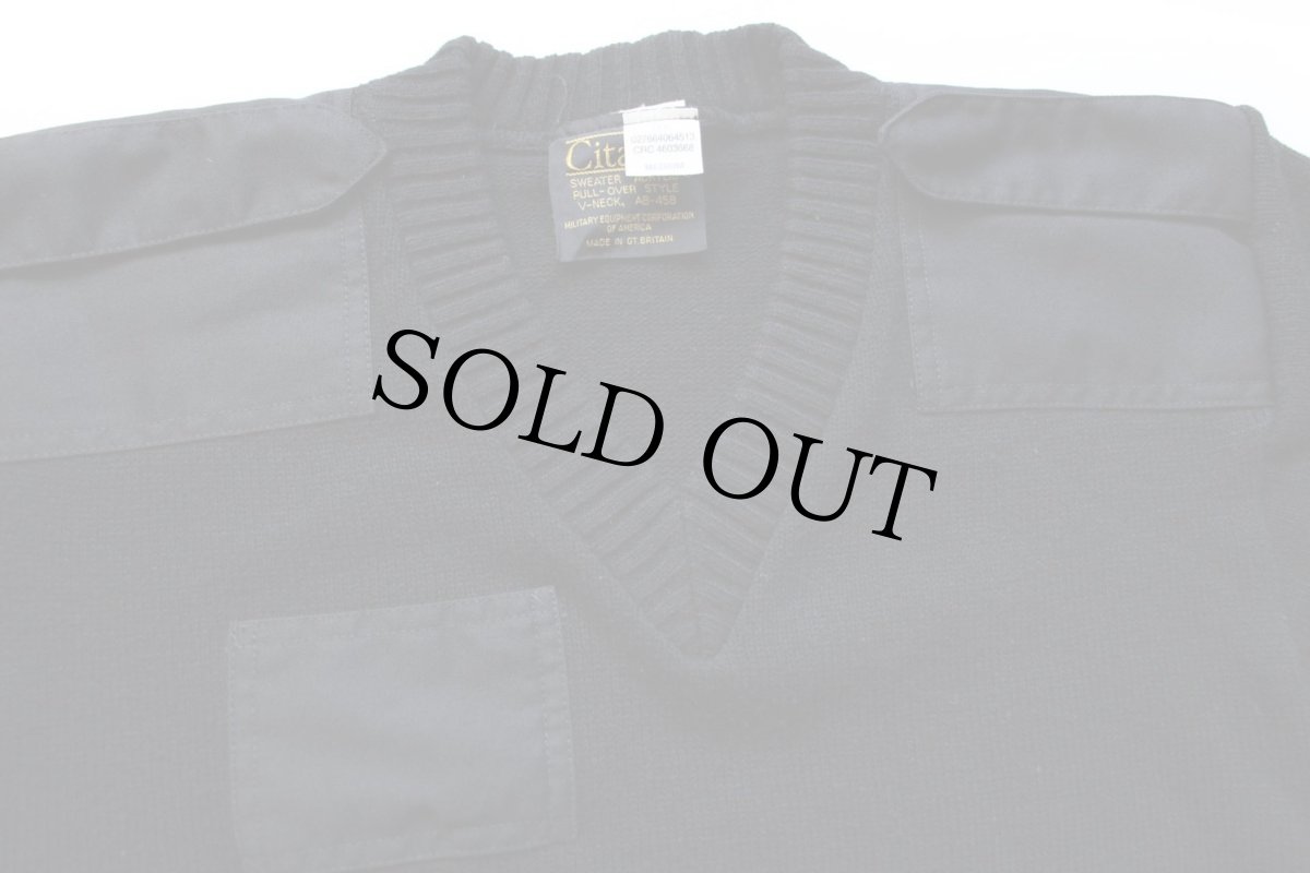 画像3: 英国製 Citadel Vネック アクリルニット コマンドセーター 黒 M (3)