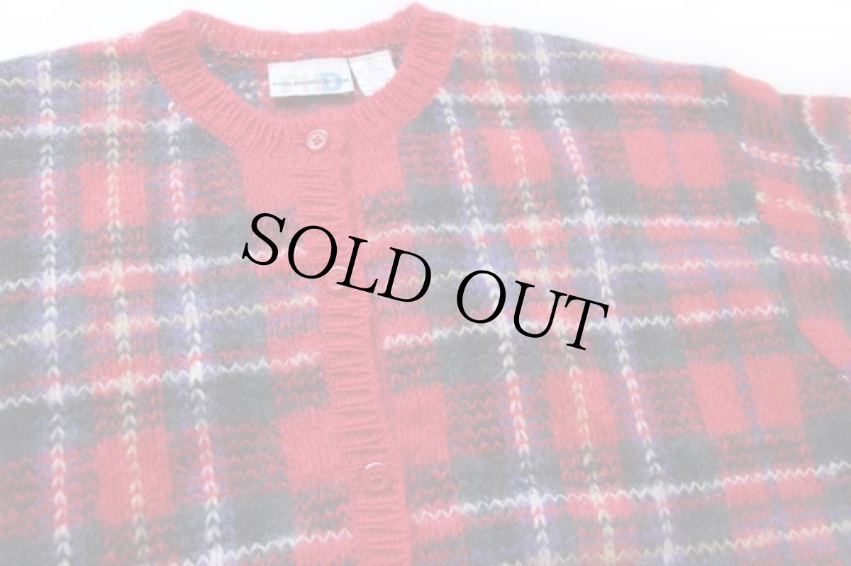 画像3: 80s PAUL HARRIS DESIGN タータンチェック モヘヤ ニット カーディガン XL (3)