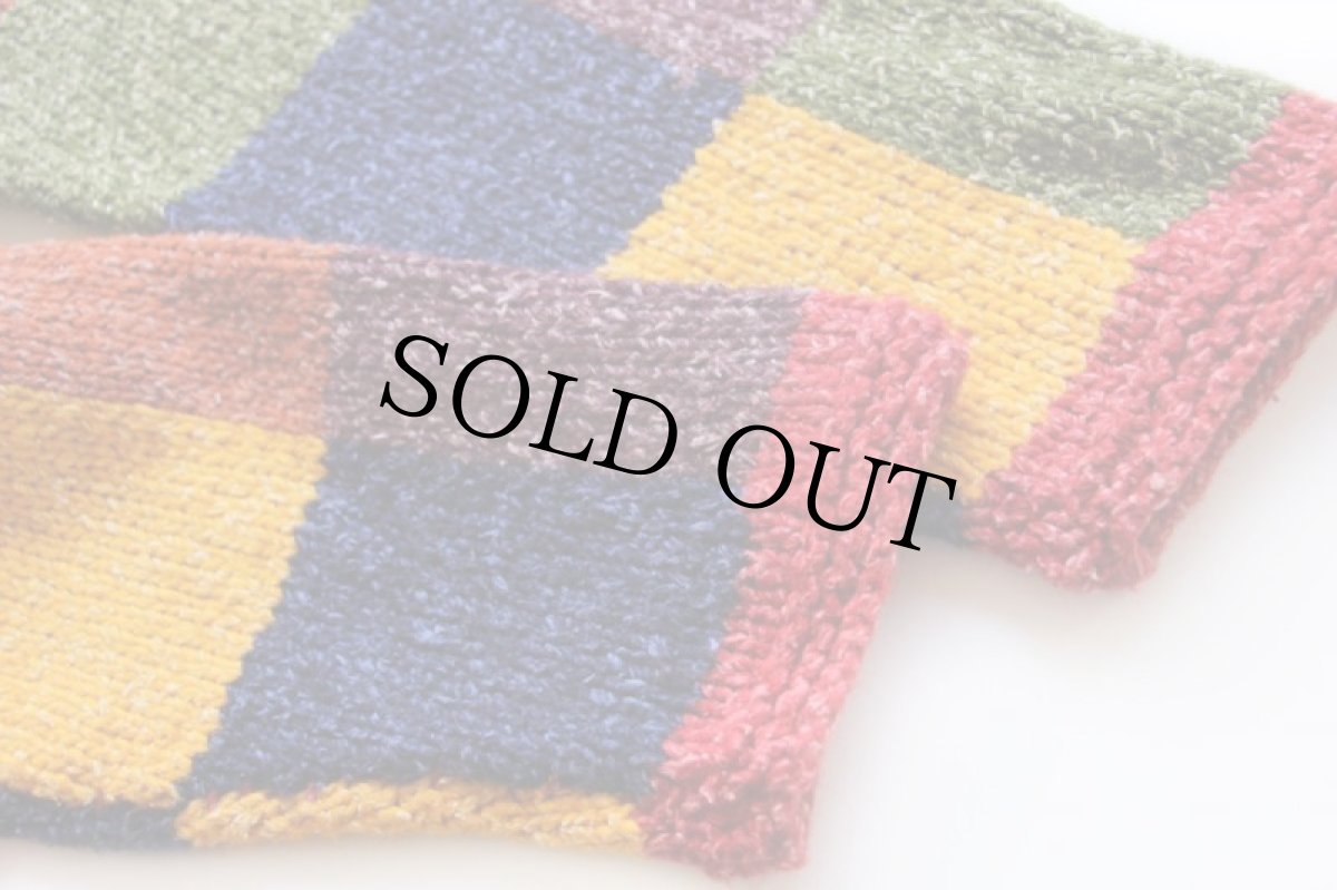 画像6: エクアドル製 SISANDINA クレイジー パネル切り替え ウール ハンドニット ジップ カーディガン (6)