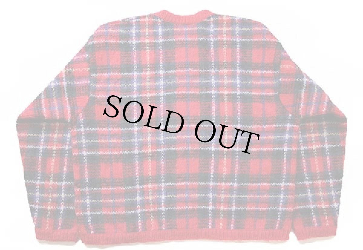 画像2: 80s PAUL HARRIS DESIGN タータンチェック モヘヤ ニット カーディガン XL (2)