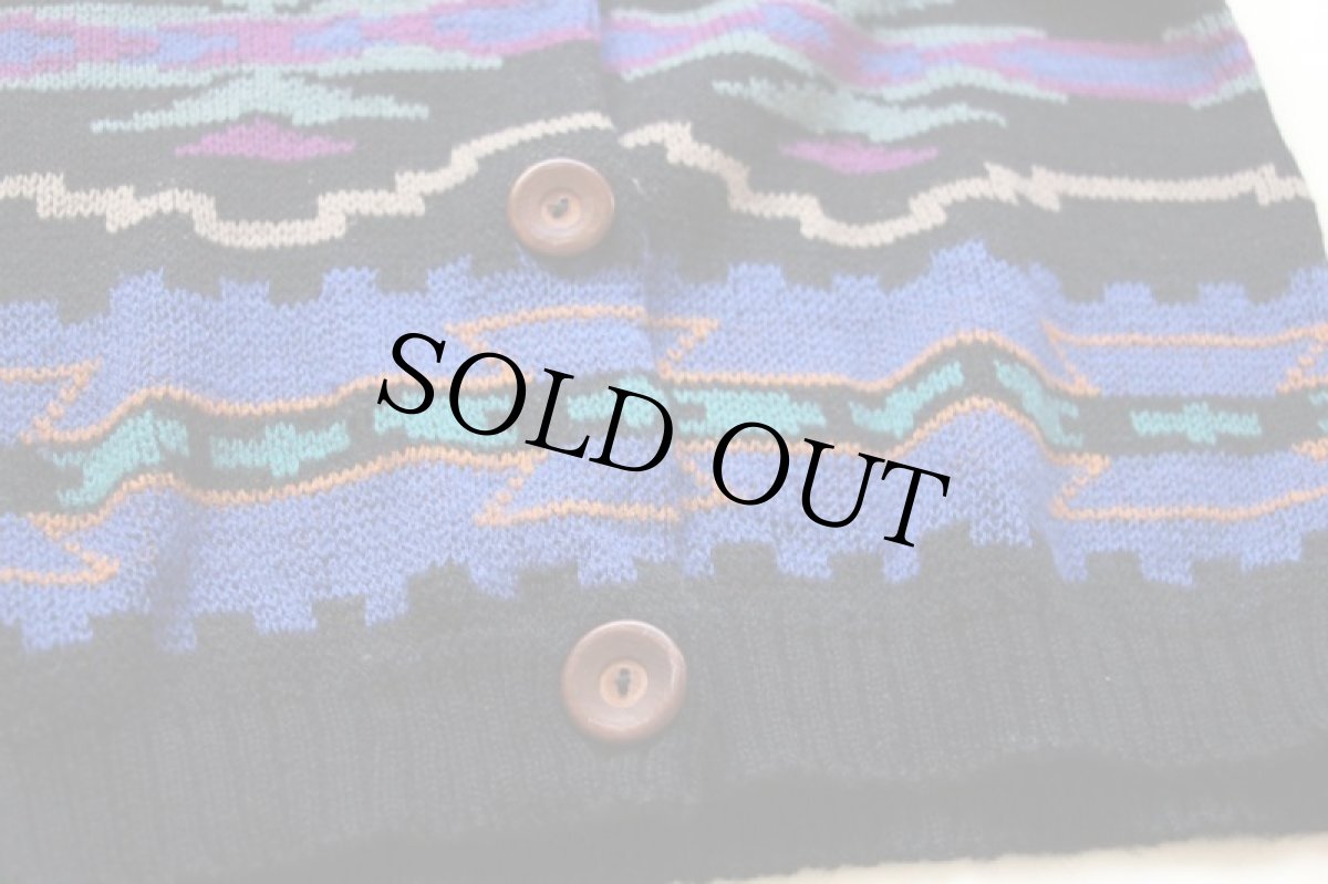 画像5: 90s USA製 ALPS ネイティブ柄 ショールカラー ウールニット カーディガン (5)