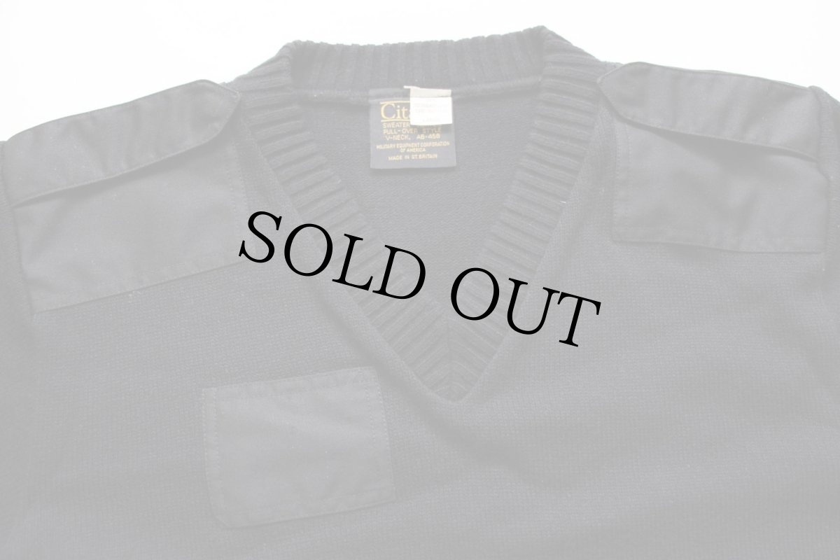 画像3: 英国製 Citadel Vネック アクリルニット コマンドセーター 黒 L (3)