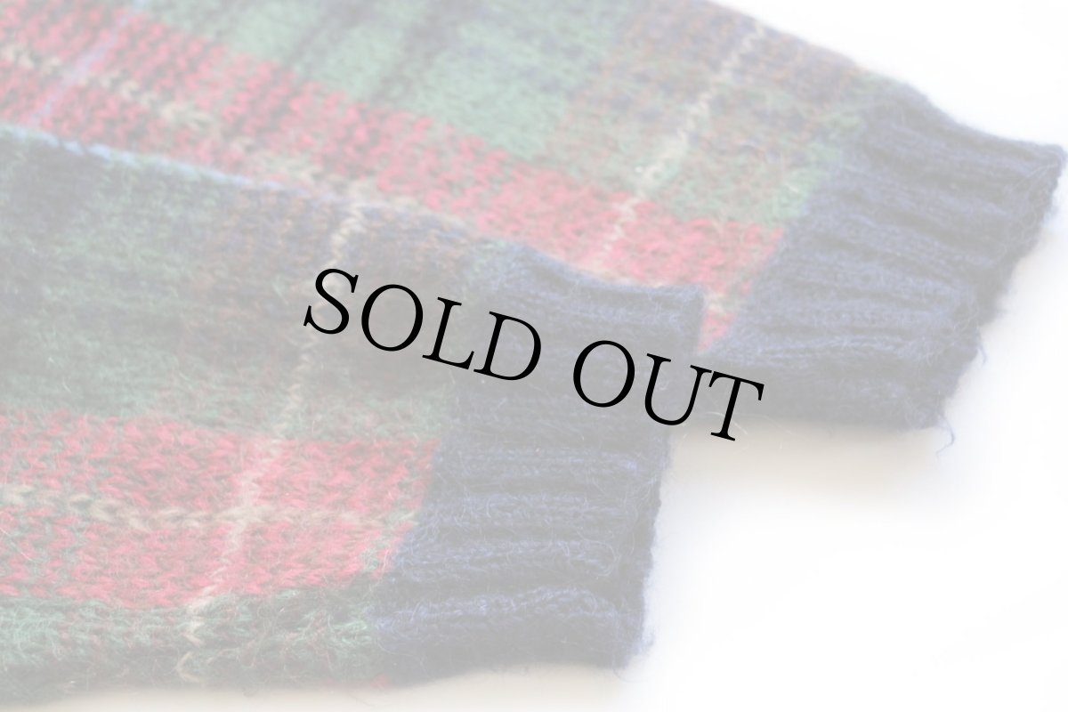 画像6: 80s id Distinations タータンチェック Vネック モヘヤ ニット セーター M (6)