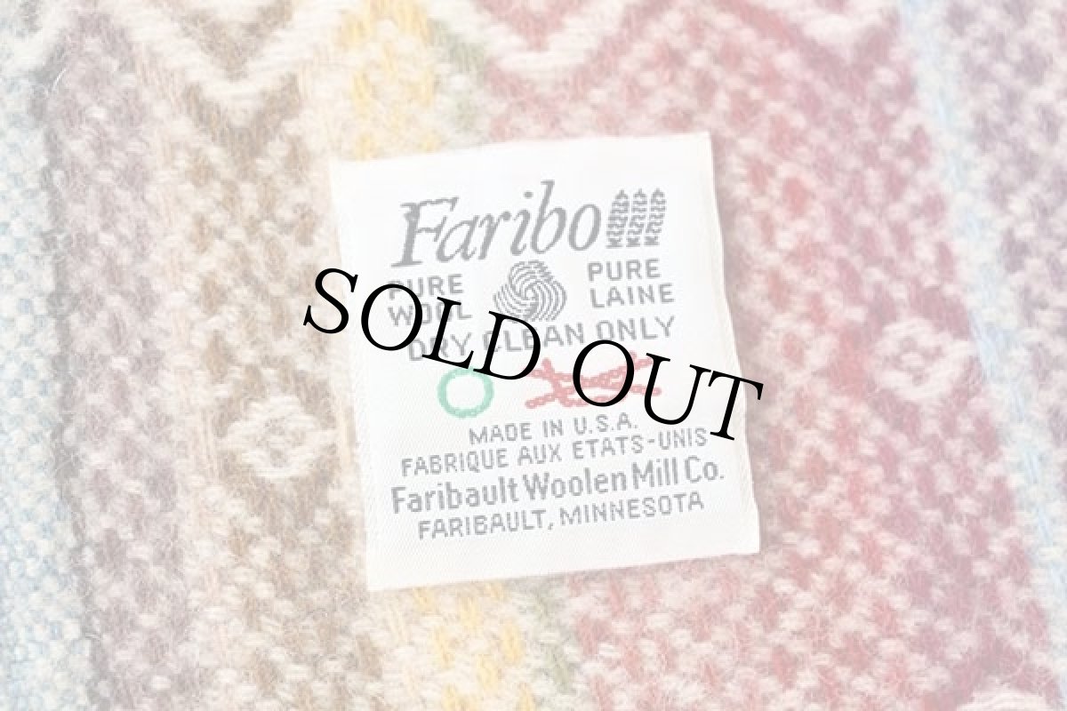 画像3: USA製 Faribo 織り柄 ウール ブランケット レインボー★ひざ掛け (3)