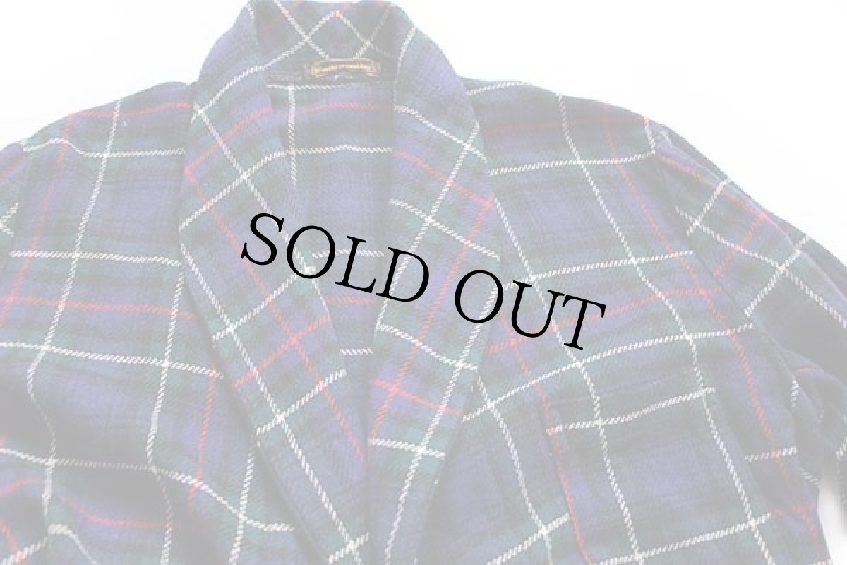 画像4: 60s 英国製 タータンチェック ショールカラー ウールガウン (4)