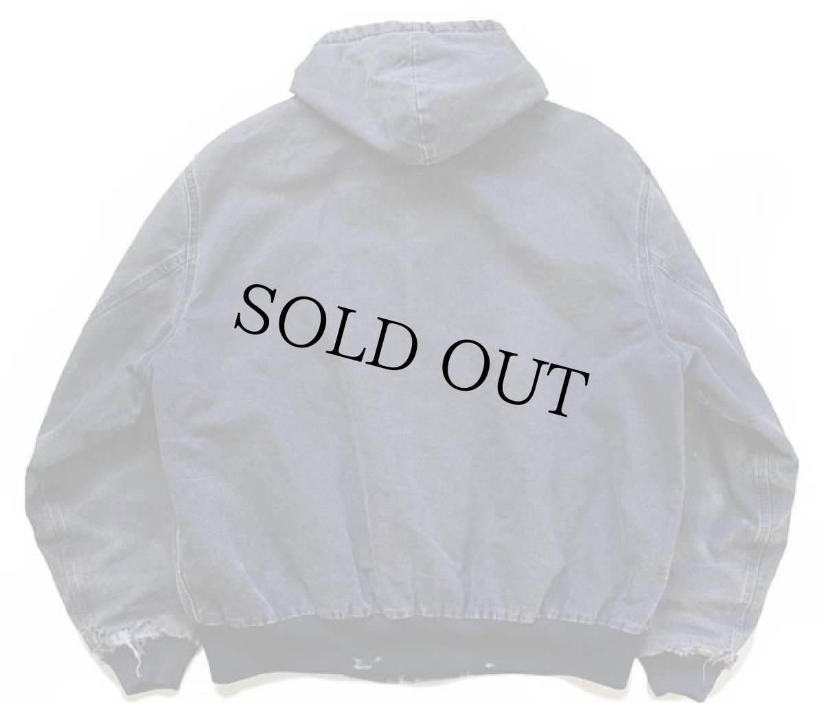 画像2: 90s carharttカーハート キルティングライナー ダック地 アクティブジャケット パーカー ボロ ペンキ飛び 紺 フェード (2)