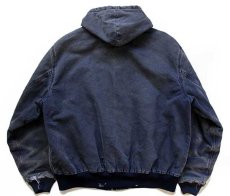 画像2: 90s carharttカーハート キルティングライナー ダック地 アクティブジャケット パーカー ボロ ペンキ飛び 紺 フェード (2)