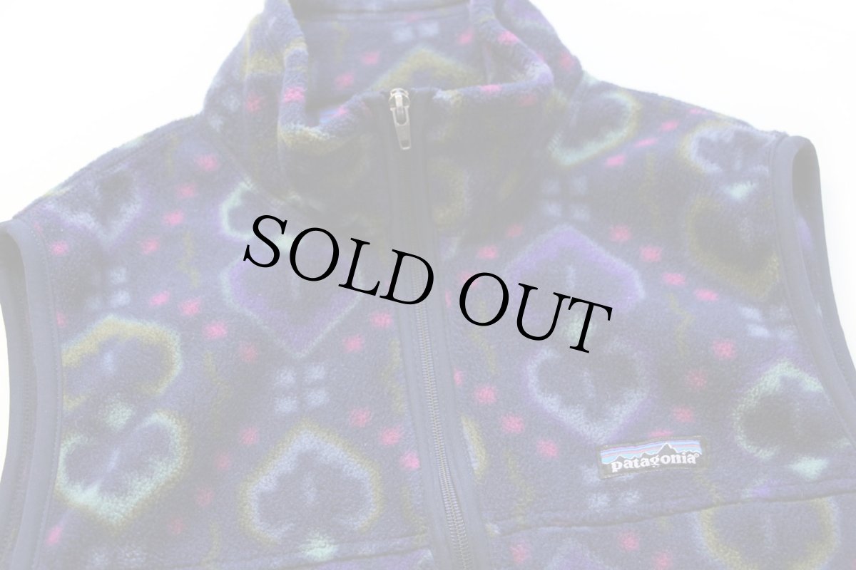 画像3: 90s USA製 patagoniaパタゴニア タペストリー 総柄 フリースベスト S (3)