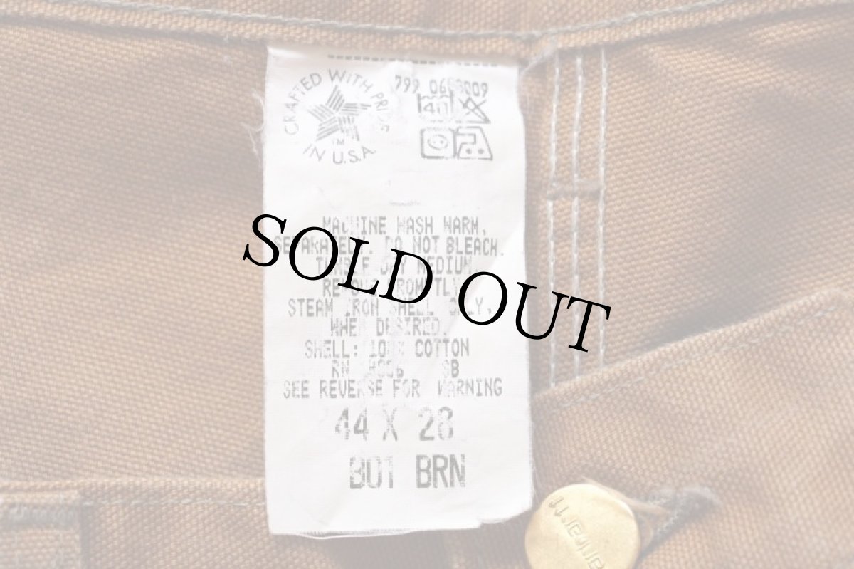 画像6: 90s USA製 carharttカーハート ダック地 ダブルニー ペインターパンツ 茶 w44 L28 (6)