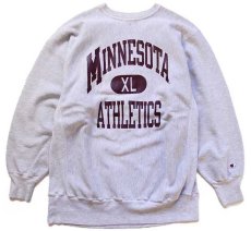 画像1: 90s メキシコ製 Championチャンピオン MINNESOTA ATHLETICS 三段中抜き リバースウィーブ スウェット 杢グレー XXL (1)