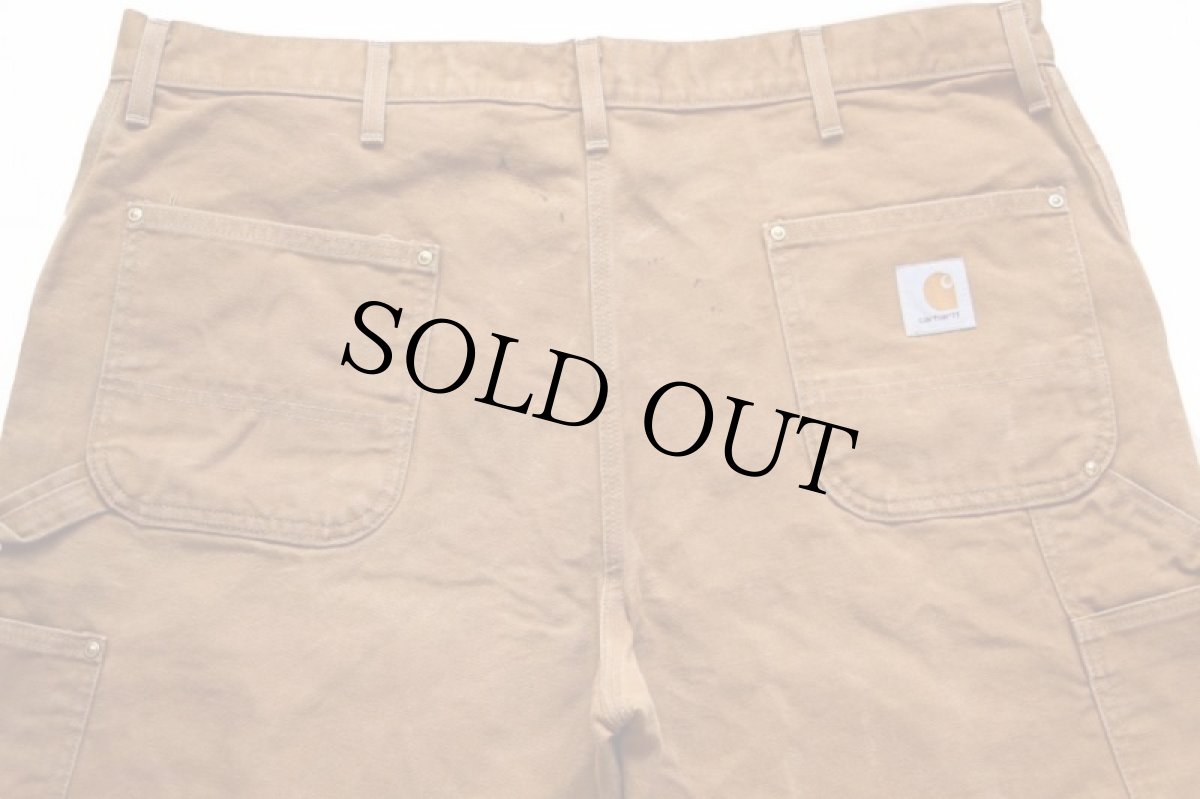 画像5: 90s USA製 carharttカーハート ダック地 ダブルニー ペインターパンツ 茶 w44 L28 (5)