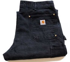 画像1: USA製 carharttカーハート ダブルニー ダック地 ペインターパンツ 黒 w38 L30 (1)