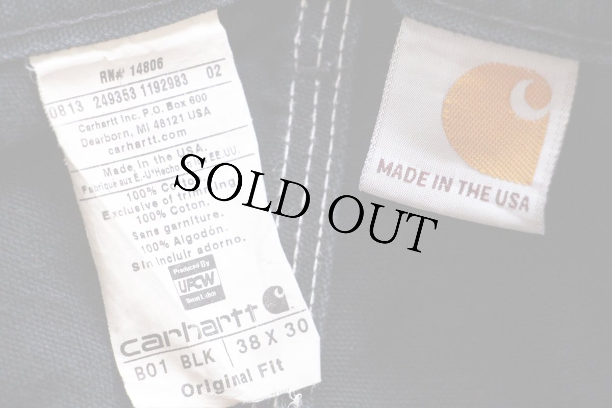 画像6: USA製 carharttカーハート ダブルニー ダック地 ペインターパンツ 黒 w38 L30 (6)