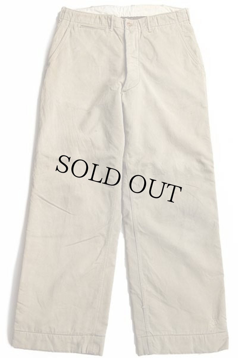 画像2: 40s 米軍 U.S.ARMY ウールライナー ダブルステッチ コットン チノパン カーキ w34 L30 (2)