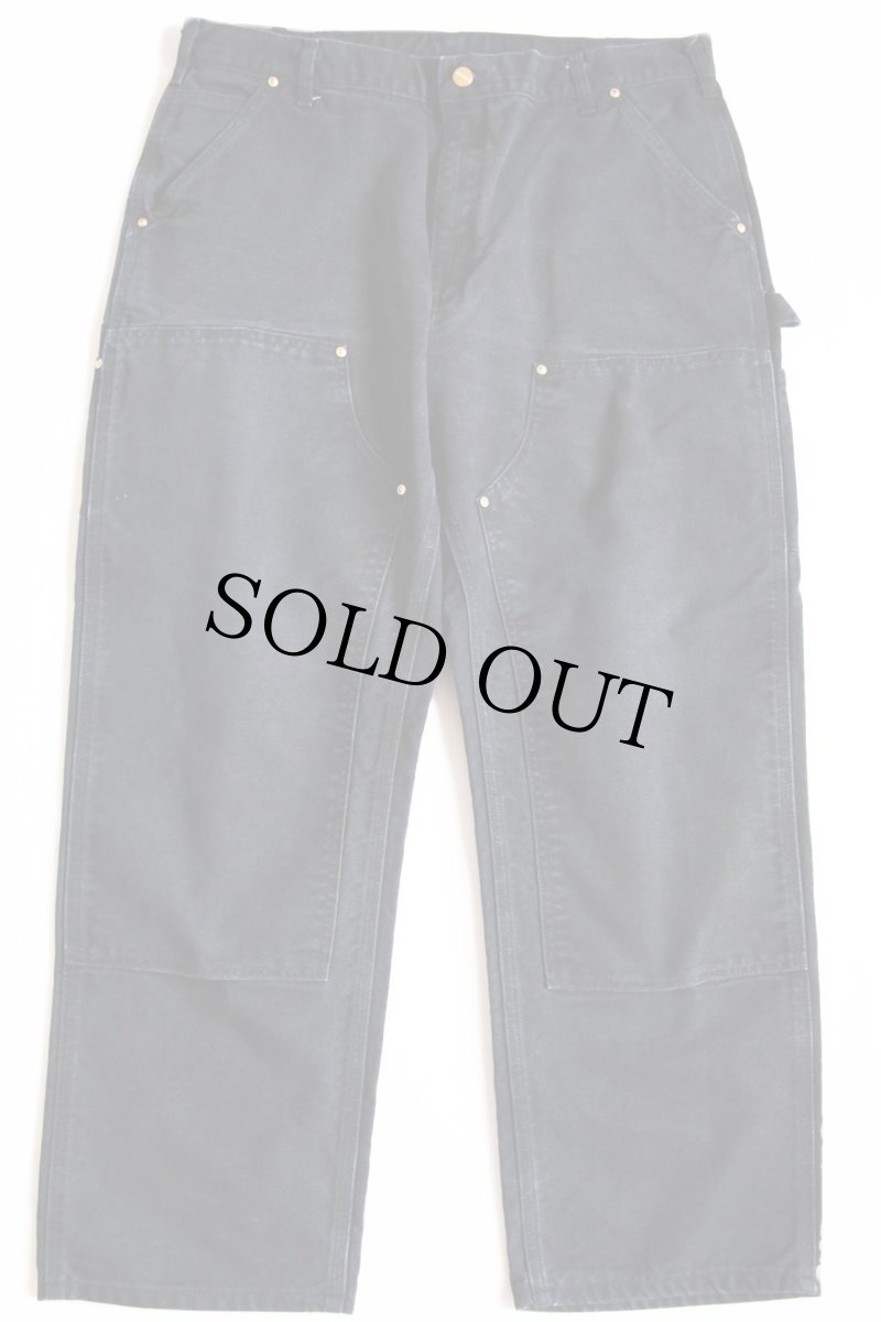 画像2: USA製 carharttカーハート ダブルニー ダック地 ペインターパンツ 黒 w38 L30 (2)